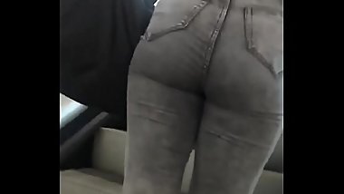 Teen girl round bubble ass in public