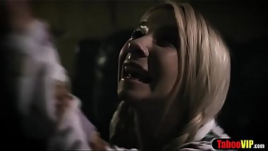 Angry stepbro fucks his innocent teen stepsis pussy