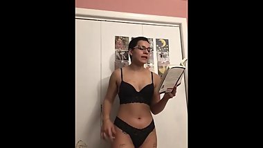 College Goth in Glasses Reads Poem for You