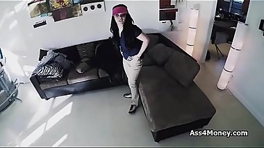 Pizza chick bouncing on my dick for extra money