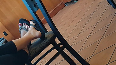 Candid Cafe Bookstore Flip Flop Feet