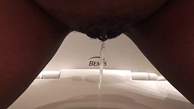 Ebony wife squat and pee for me
