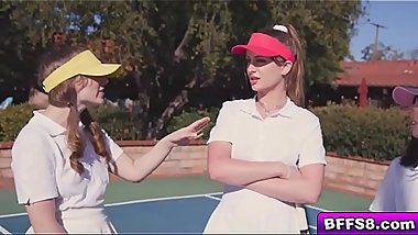 Alex D whips out his fat racket and lets the teen girls suck and lick his shaft