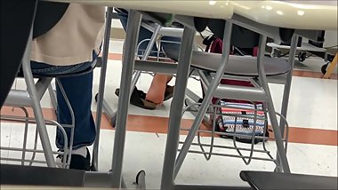 Candid Asian cross ankle birkenstock shoeplay