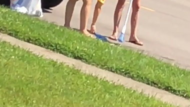 Voyeur My pregnant  neighbor  Upskirt