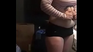 Chubby girl too fat for her shorts