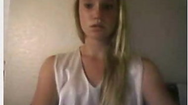 a tanline blonde teen on webcam