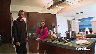 Traveling dude bangs his stepdaughter roughly after finding a mess