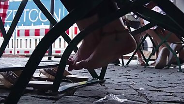 Sweet Young Blonde Enjoys Beeing Out Worn Flip Flops