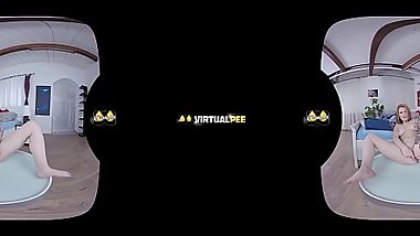 VR Piss Splashing Fun For Redhead Babe