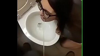 Beautiful girl piss drink
