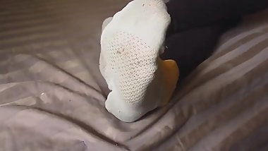 Dirty White ped socks tease