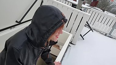 German Redhead in Black Jacket Sex