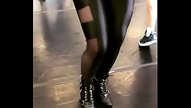 Tight teen leather legging