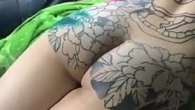 Hot naked asain doing tatoo.mp4