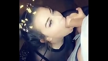 Amelia Skye sucks two cocks in mmf blowjob threesome