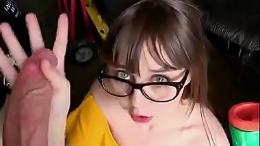 Yummy teen nerd makeing a Blowjob