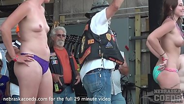 hot coed hot body contest at abate iowa biker rally biker chicks gone wild