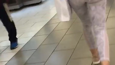 Cute ass in Grey Leggings followed