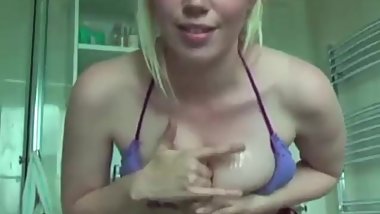Delicious blonde tease - british uni student loves her own arse