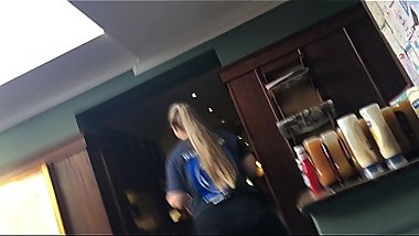 Nerdy Blonde Waitress Booty