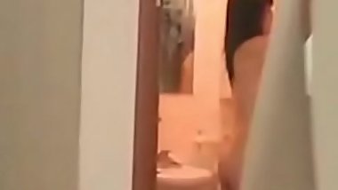 sneaking at his asian step sister in the shower
