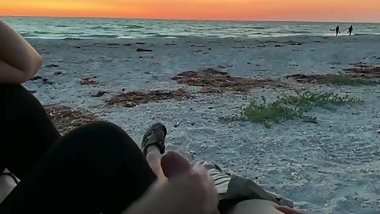 Public Handjob On The Beach During Sunset