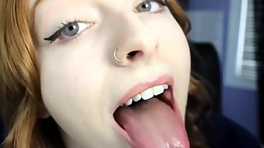 Beautiful redhead tongue fetish