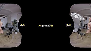 Sexy Blonde Gapes Her Pussy And Pees In VR