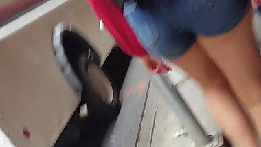 Young tight ass in shorts candid