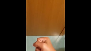 freshly shaved boy cums on the door