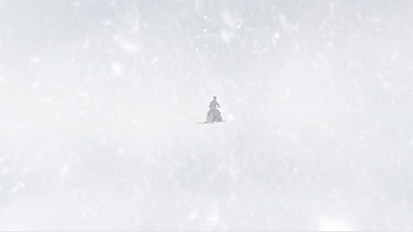 Nude girl being dragged by snowmobile 3D