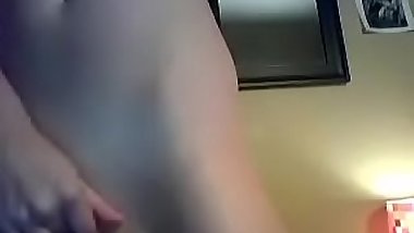 Amateur blonde teen strips and masturbates at home