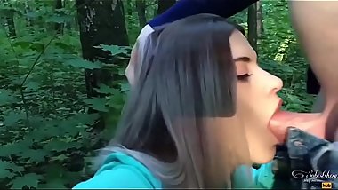 Russian cute teen does a blowjob and gets cum in mouth. Young amateur whore