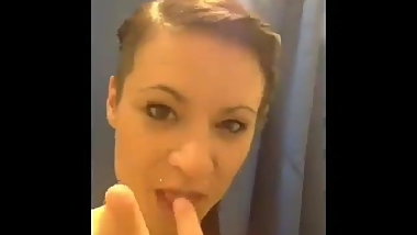 She makes herself in the locker room