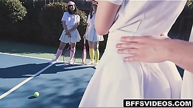 Alex D fucked slutty teens in every angle of the court insted of teaching them tennis technique
