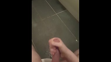 Teen with big dick shoots huge load in bathroom