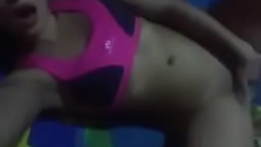 Horny teen finger her pussy for the cam