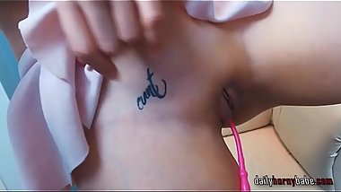 Innocent College Hottie Masturbating With A Dildo In Her Apartment