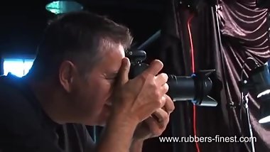 Girl wit rubber mask and suit