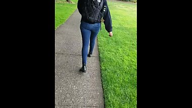 Candid Indian Teen Jiggles Her Way Through Campus