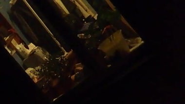 Girl caught masturbating thru window watching something