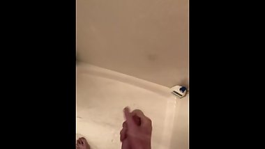 Long teen cock worked hard in the shower
